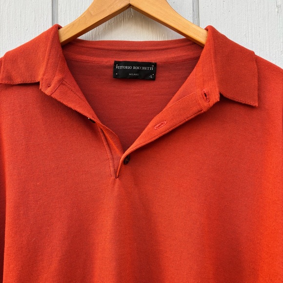 VITTORIO ROCCHETTI—Milano—Burnt Orange Pullover Polo—Men’s M—Wool Blend—USA Made - Picture 5 of 10